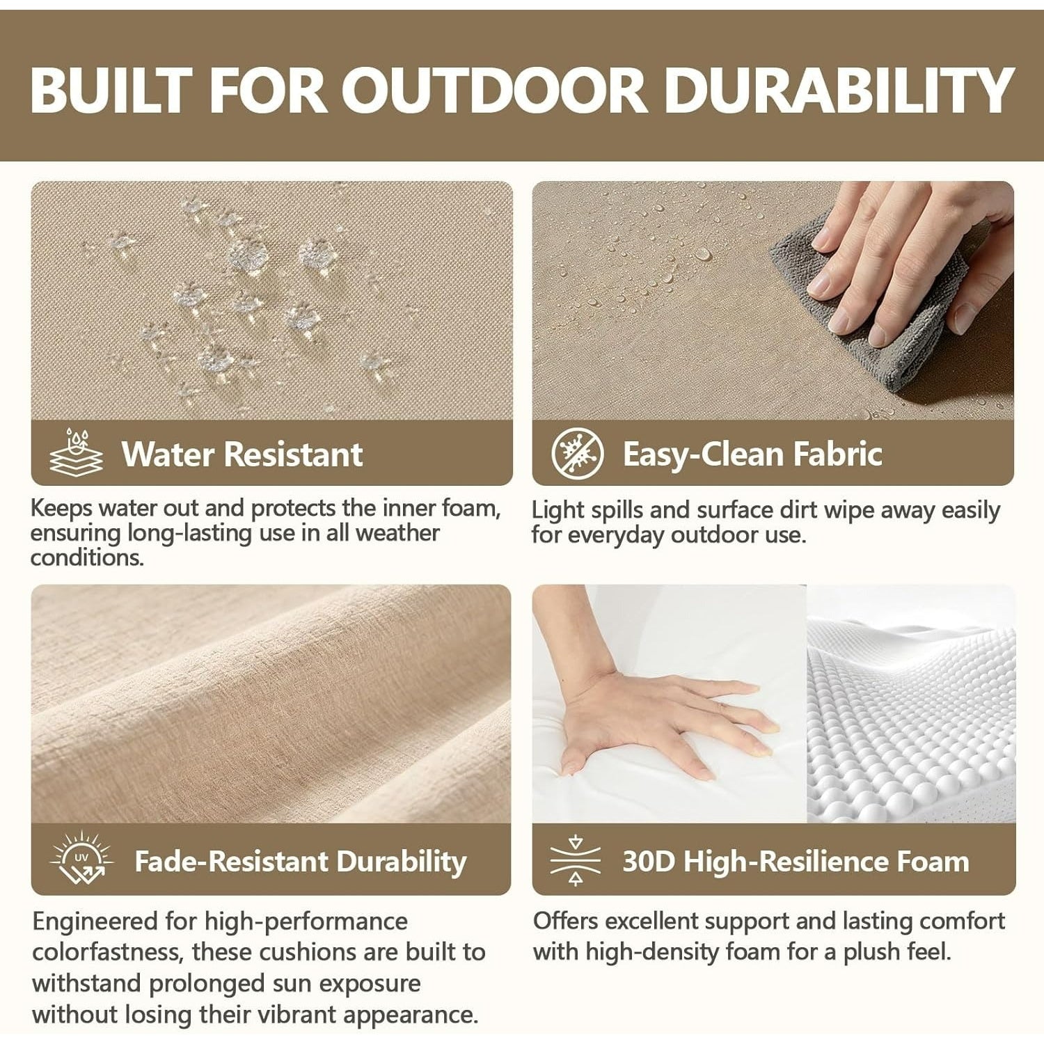 GoodGoods Premium Sunbrella® Deep Seat Cushion 25x25 in 2 Packs  - Beige