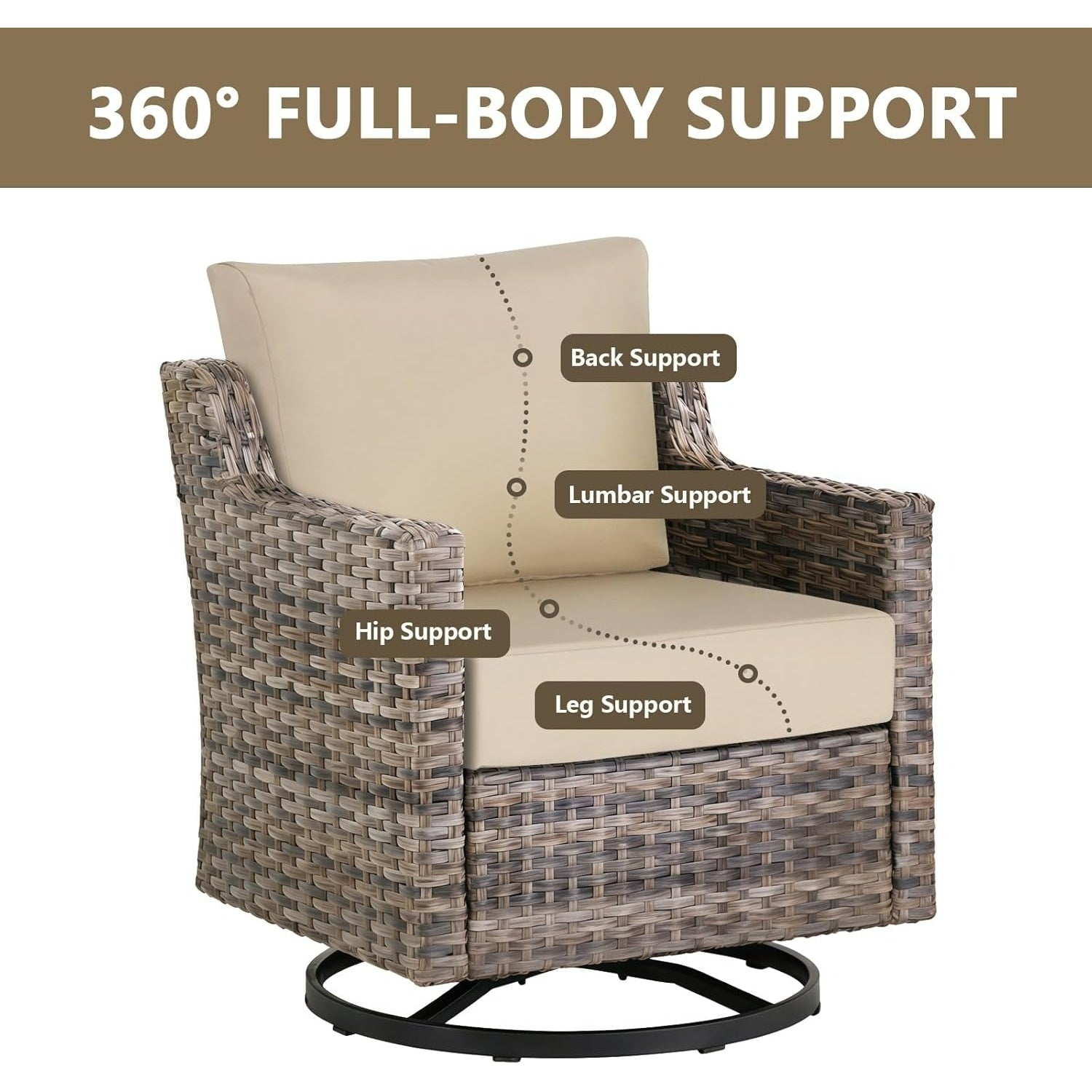 GoodGoods Premium Sunbrella® Deep Seat Cushion 25x25 in 2 Packs  - Beige