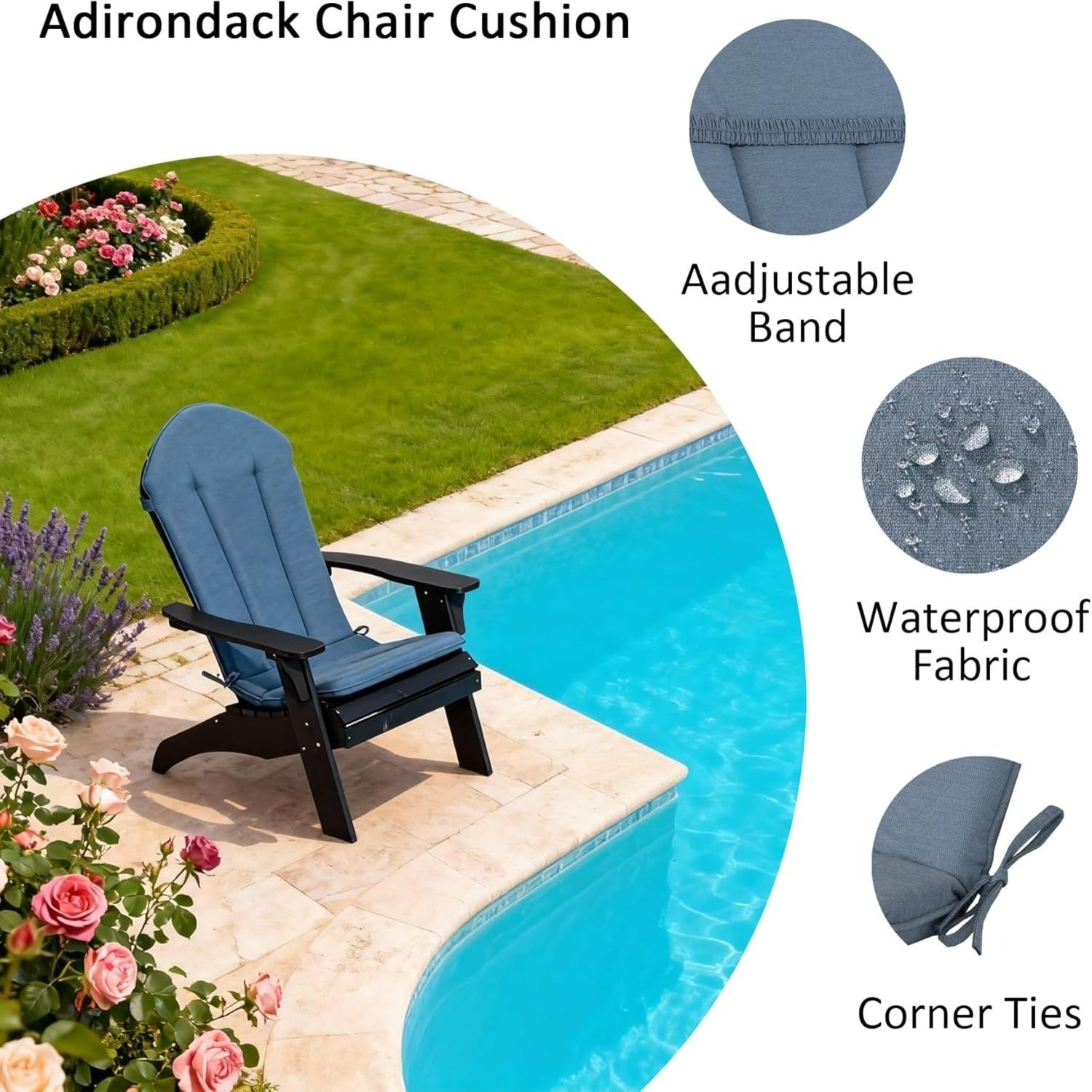 GoodGoods Sunbrella® High-Back Adirondack Chair Cushions (Set of 2) - 50" x 20"