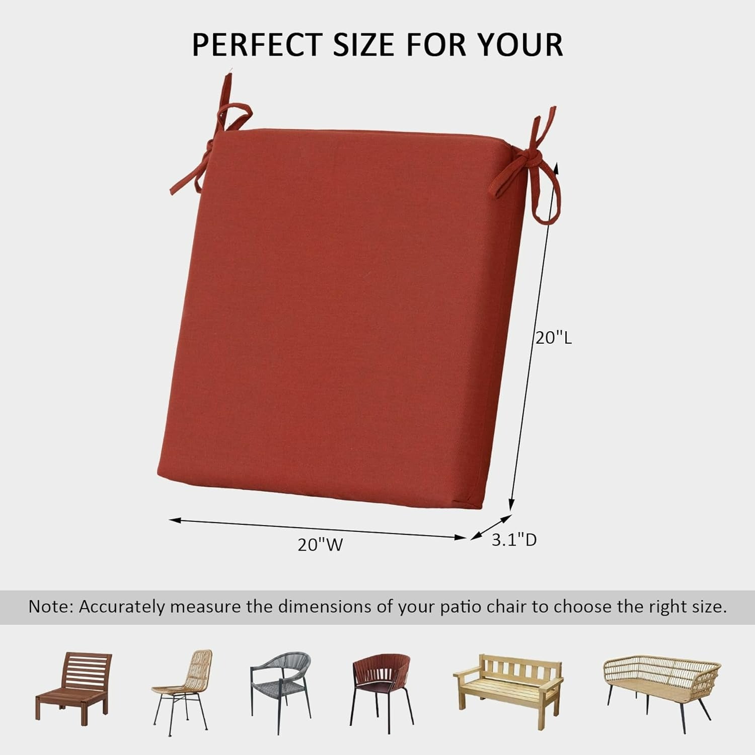 Sunbrella® Canvas Henna Patio Seat Cushions (Set of 4) - 20" x 20"