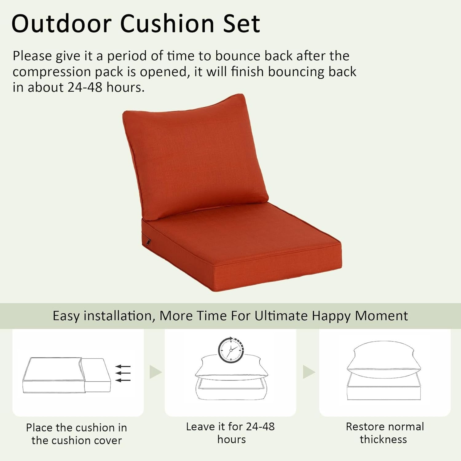 Premium Deep Seat Patio Cushion 24x27.5 in 2 Packs - Quarry Red