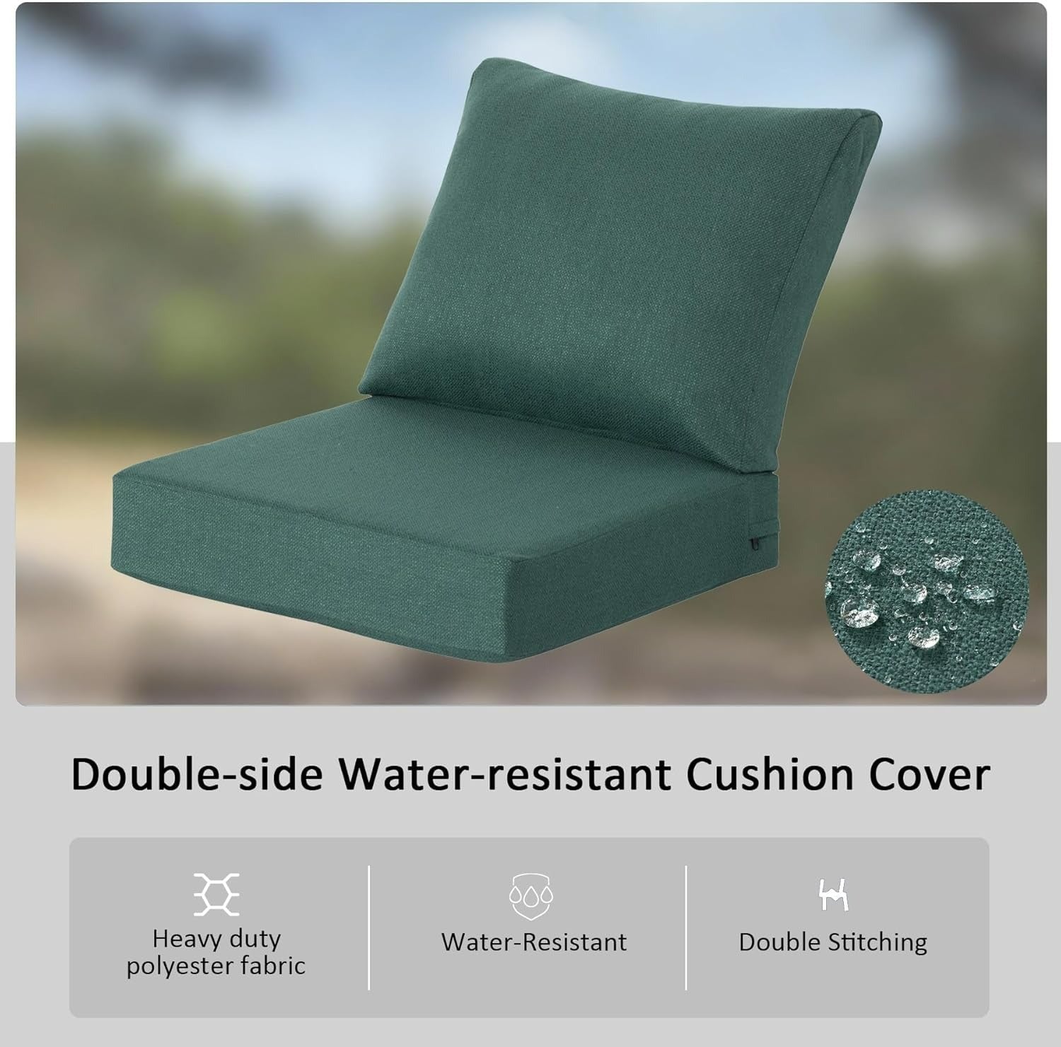 Premium Deep Seat Patio Cushion Set (2 Sets) - 24" x 24" x 5.5" All-Weather Deep Teal
